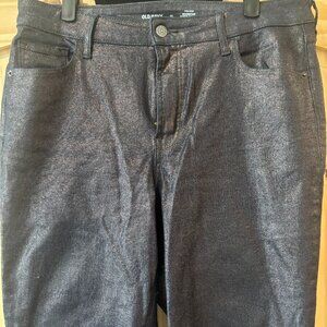 Old Navy Hi-rise Rock Star Super Skinny Size 12 Shiny Black Jeans